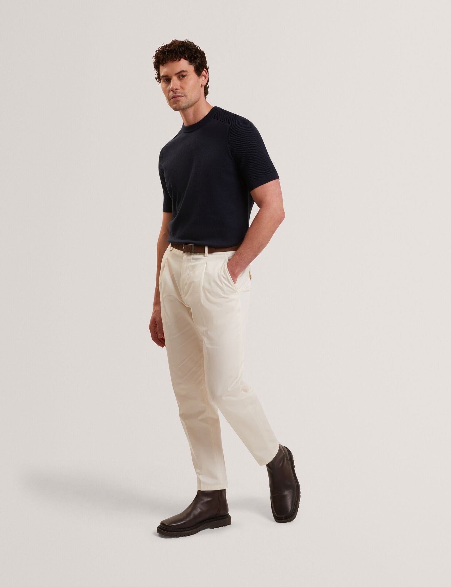 Ted Baker TORRENT Wool Blend Ribbed Raglan Polo Shirt