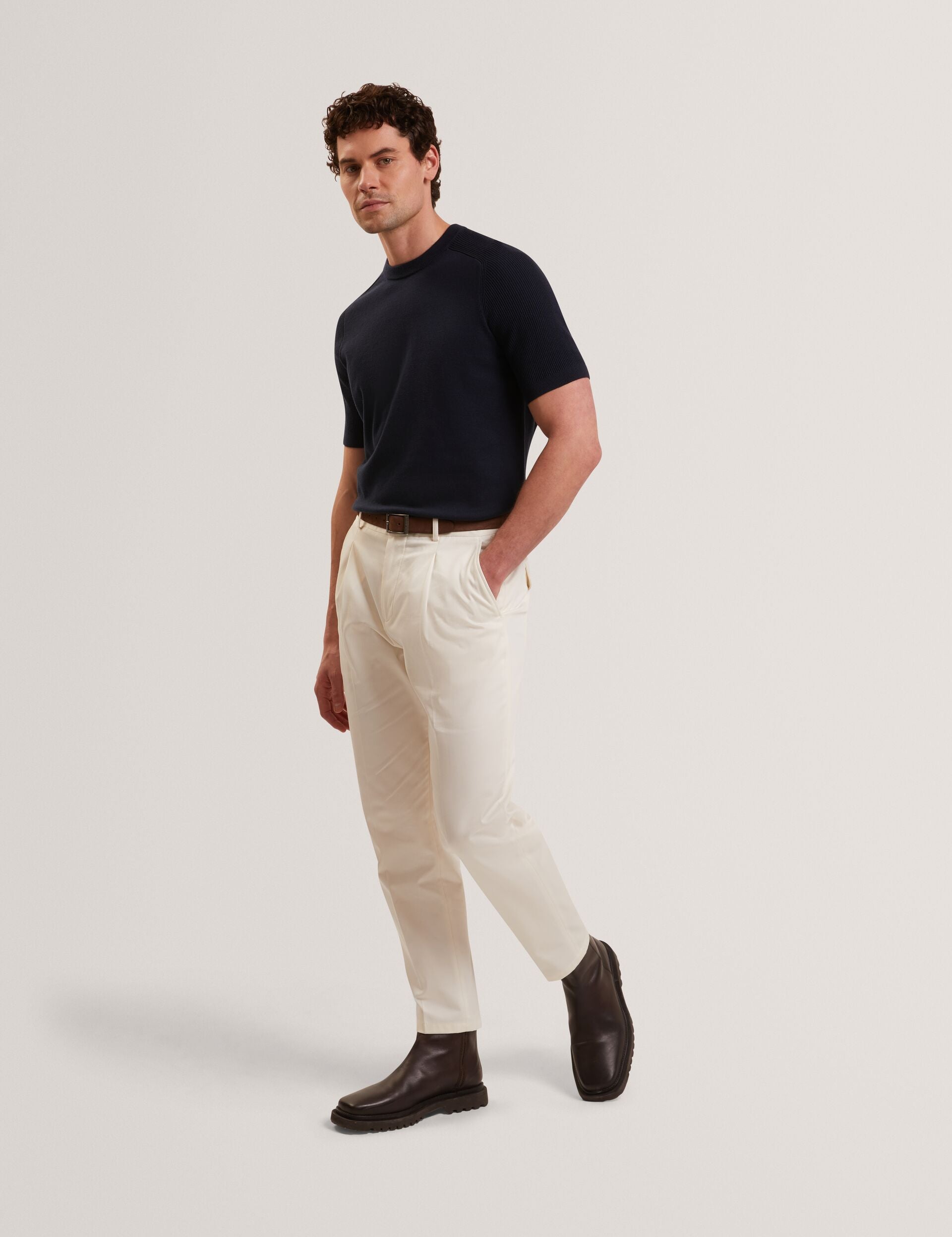 Ted Baker TORRENT Wool Blend Ribbed Raglan Polo Shirt
