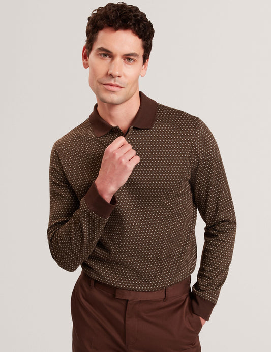 Ted Baker DURAND – Long Sleeve Geo Jacquard Polo
