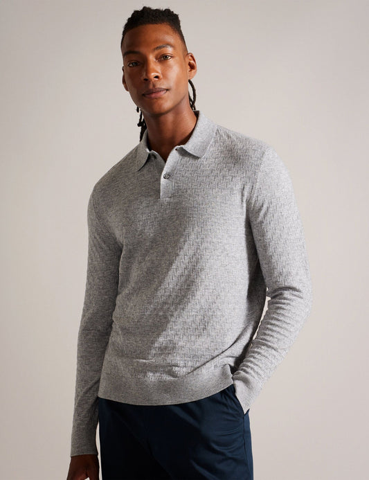 Ted Baker MORAR - Long Sleeve T Stitch Knitted Polo