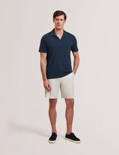 Ted Baker ANITO Open Neck Cotton Linen Polo Shirt
