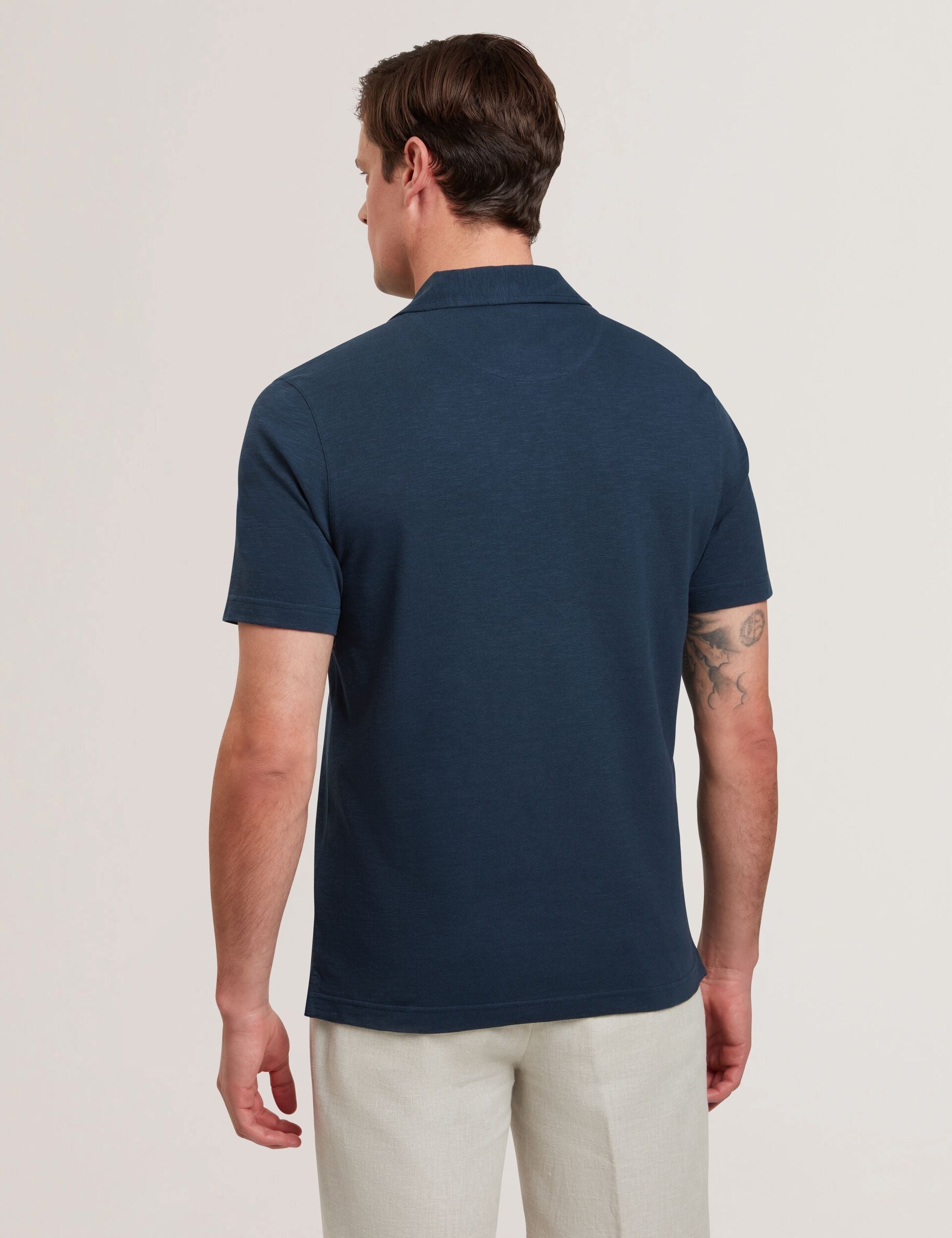 Ted Baker ANITO Open Neck Cotton Linen Polo Shirt