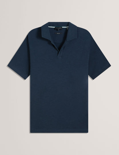 Ted Baker ANITO Open Neck Cotton Linen Polo Shirt