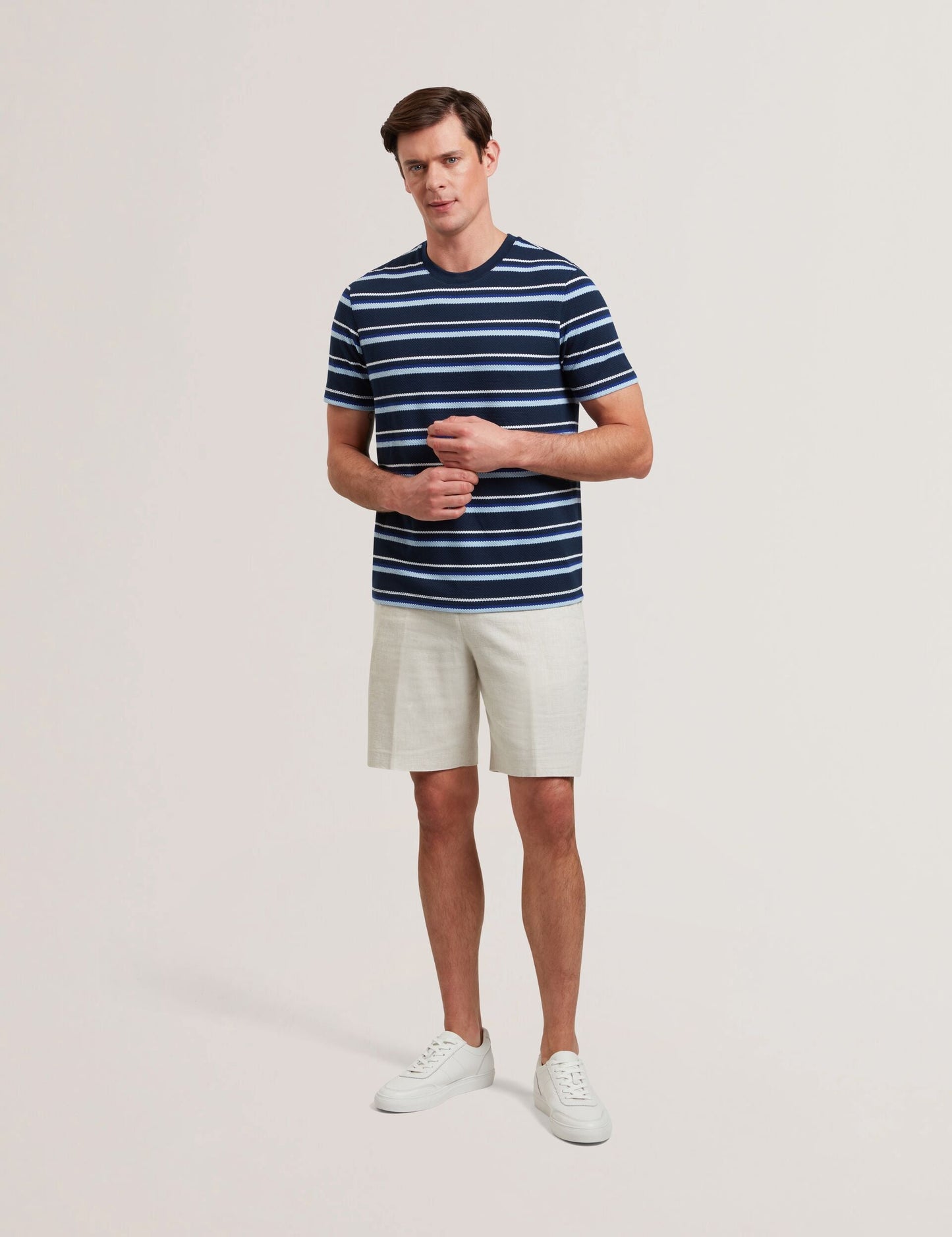Ted Baker GORANO - Short Sleeve Textured Striped T-Shirt
