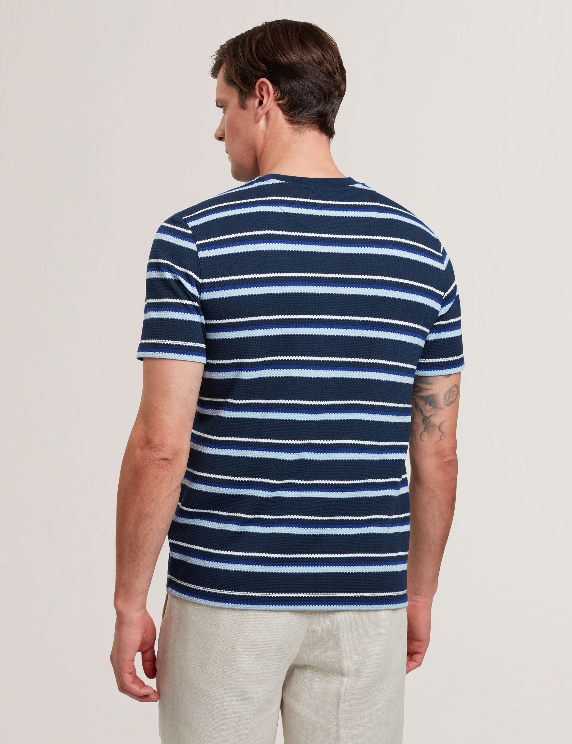 Ted Baker GORANO - Short Sleeve Textured Striped T-Shirt