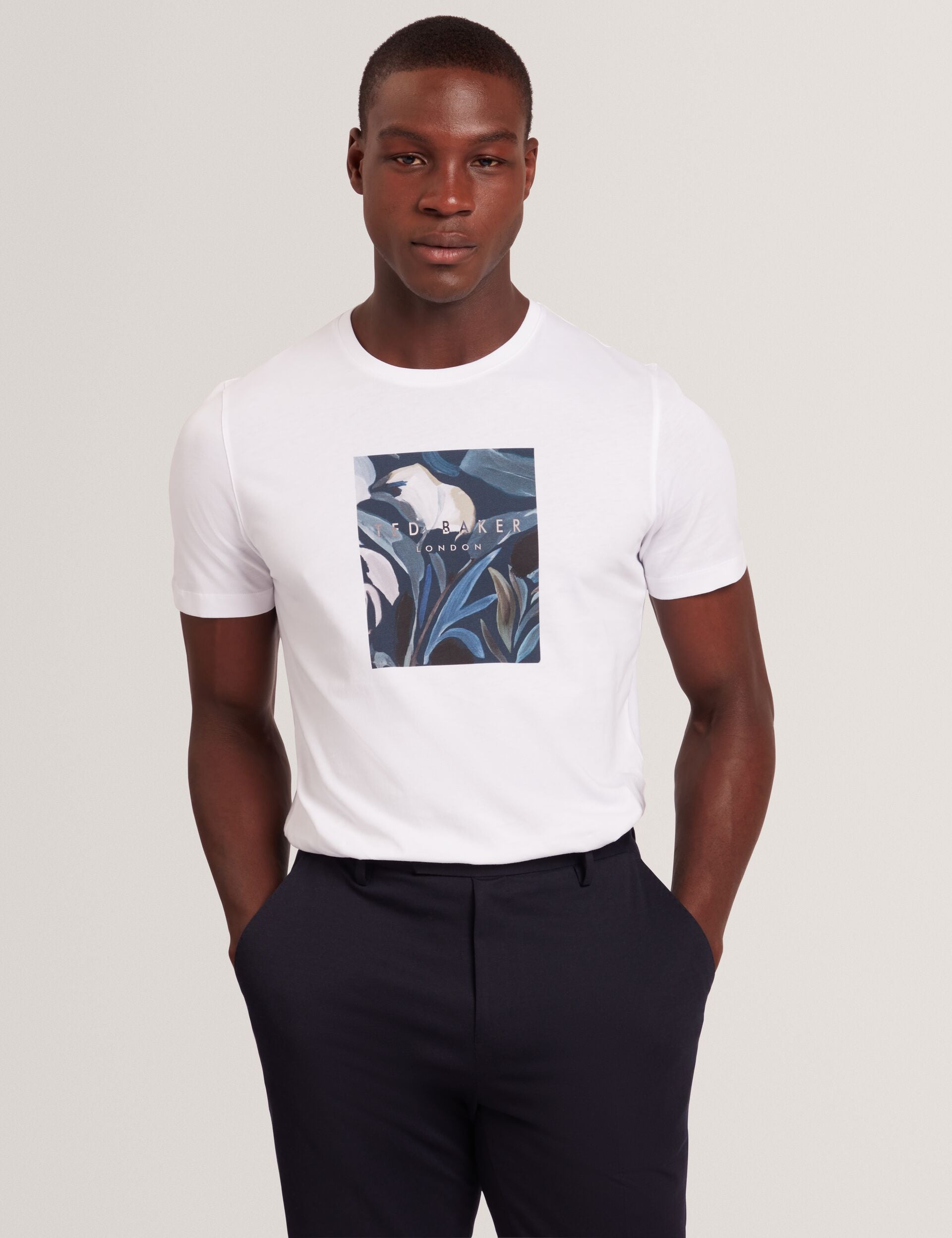 Ted Baker JUSTINOO - White Branded Box Print Graphic Cotton T-Shirt