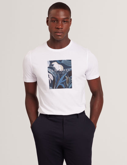 Ted Baker JUSTINOO - White Branded Box Print Graphic Cotton T-Shirt