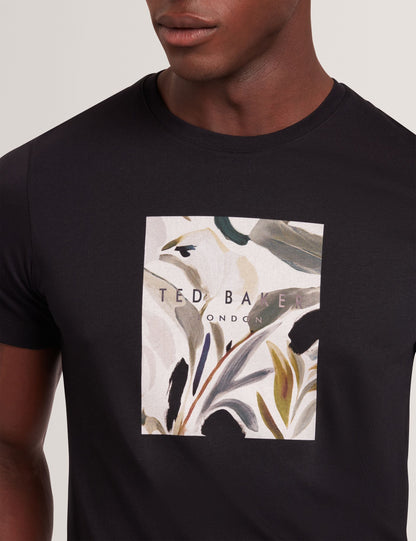 Ted Baker JUSTINOO - Black Branded Box Print Graphic Cotton T-Shirt