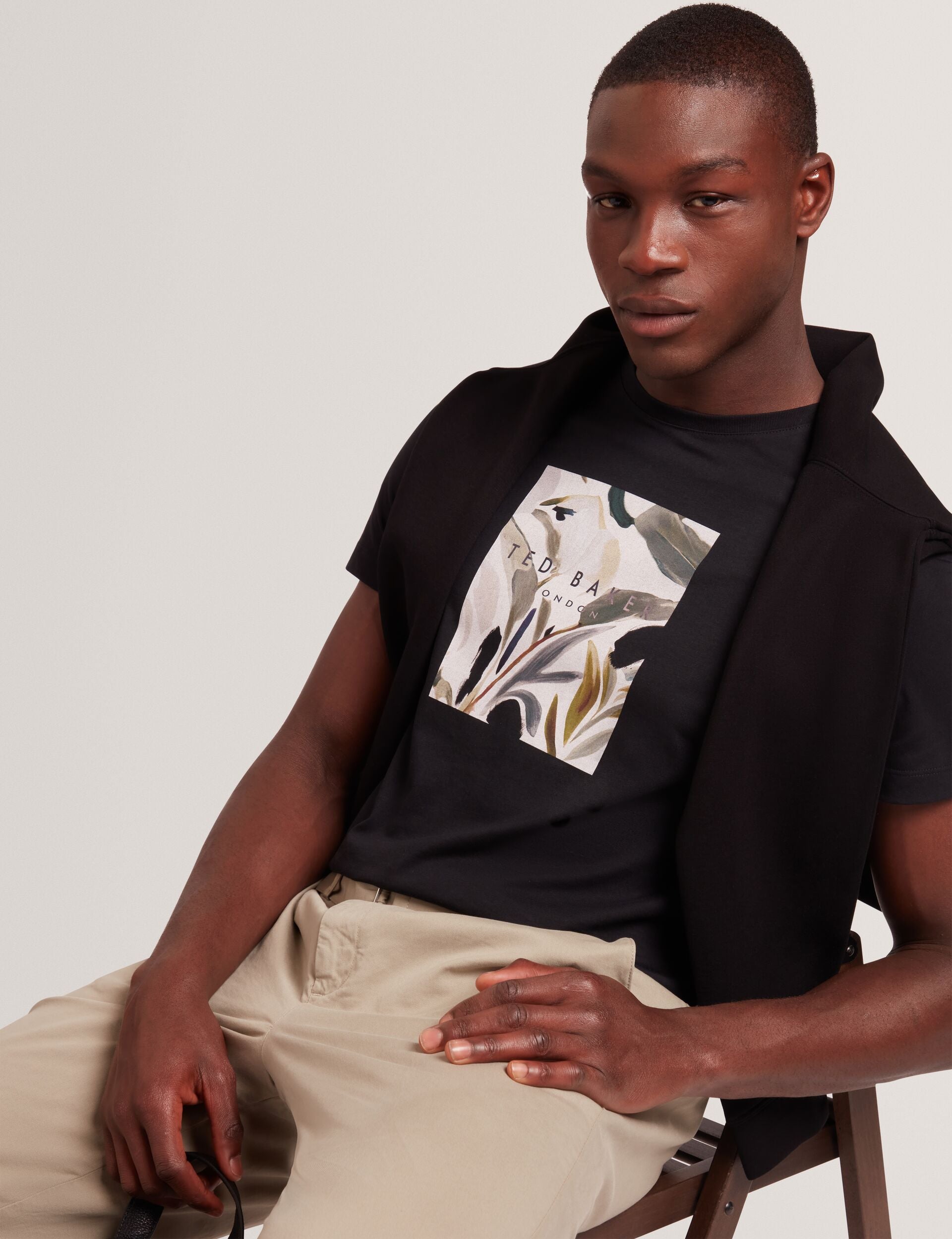Ted Baker JUSTINOO - Black Branded Box Print Graphic Cotton T-Shirt