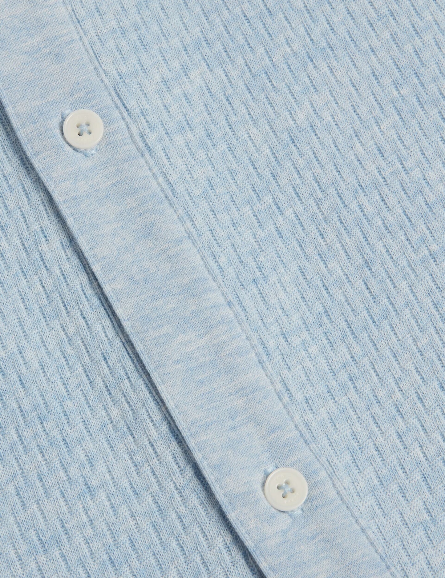 Ted Baker CONNYR Textured Knit Button-Through Polo Shirt in Mid Blue