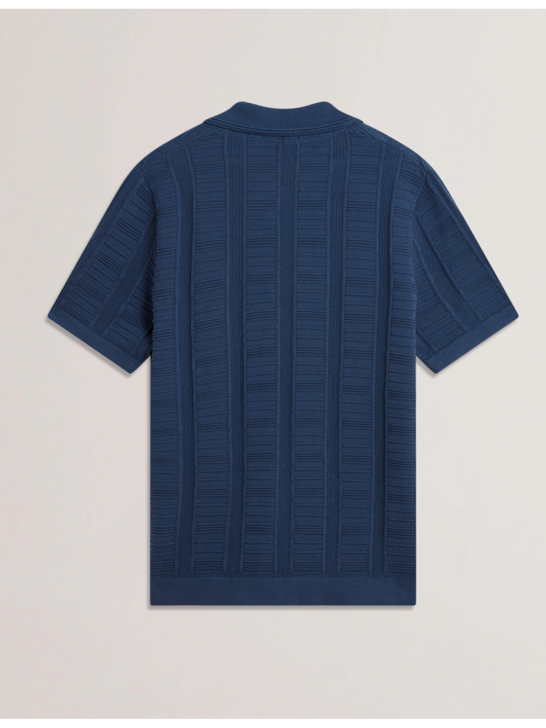 Ted Baker RUZZA - Textured Stripe Open Neck Knitted Polo Shirt