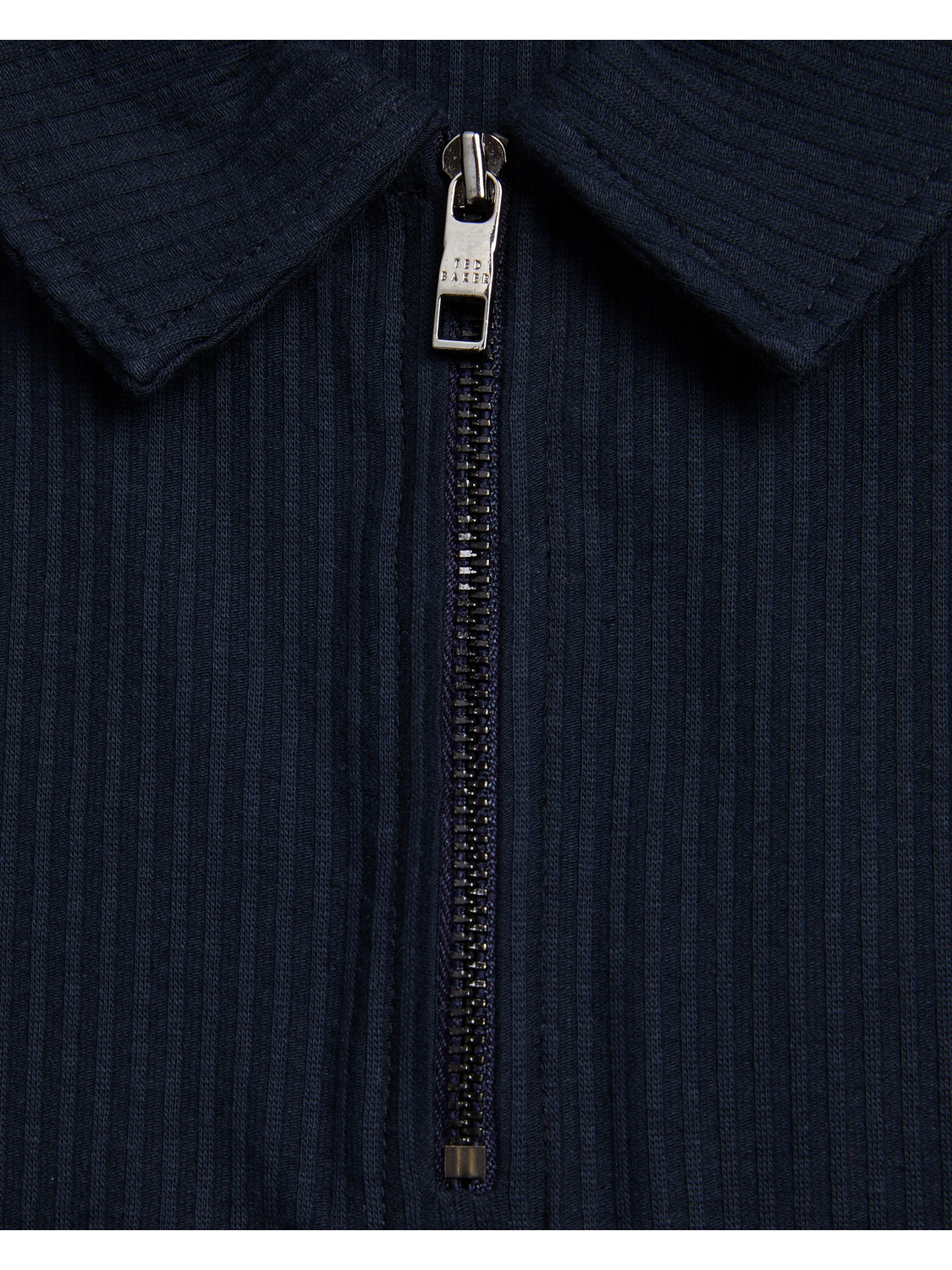 Ted Baker ZARKES - Ribbed Texture Zip Neck Cotton Polo Shirt
