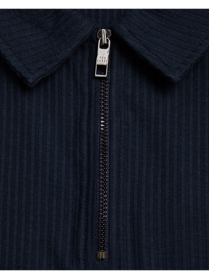 Ted Baker ZARKES - Ribbed Texture Zip Neck Cotton Polo Shirt