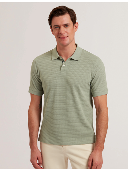Ted Baker REDMAN - Textured Pure Cotton Knitted Polo Shirt