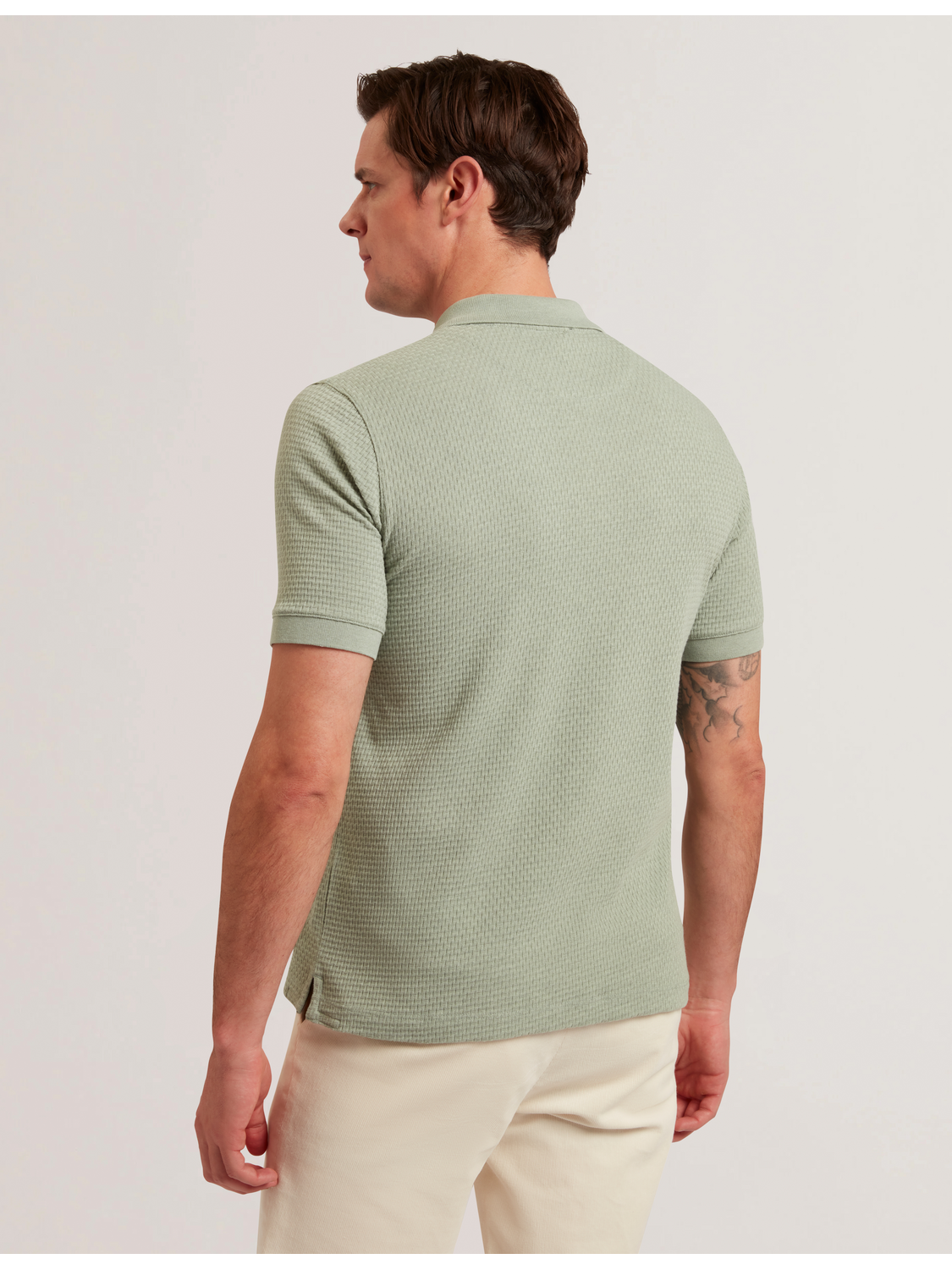 Ted Baker REDMAN - Textured Pure Cotton Knitted Polo Shirt