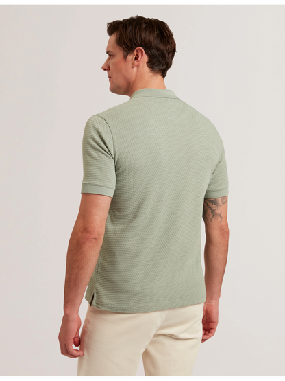 Ted Baker REDMAN - Textured Pure Cotton Knitted Polo Shirt