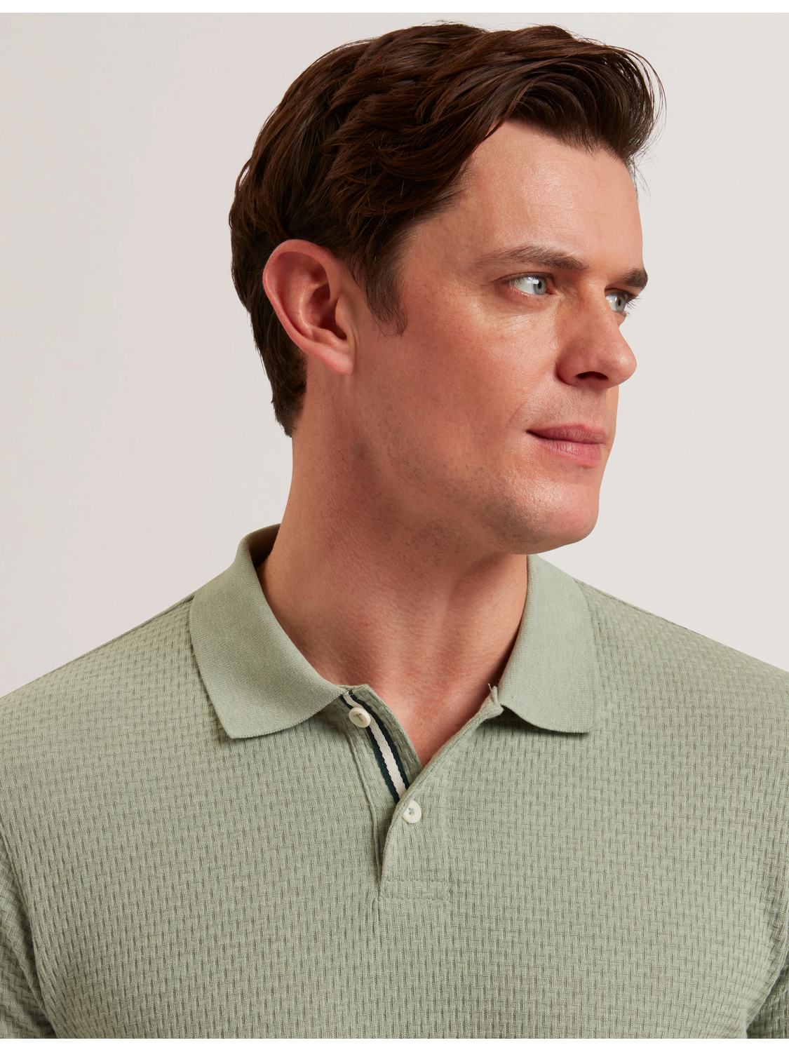Ted Baker REDMAN - Textured Pure Cotton Knitted Polo Shirt