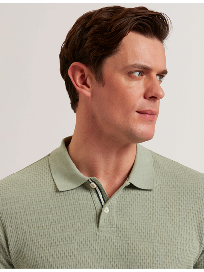 Ted Baker REDMAN - Textured Pure Cotton Knitted Polo Shirt