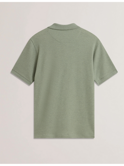Ted Baker REDMAN - Textured Pure Cotton Knitted Polo Shirt