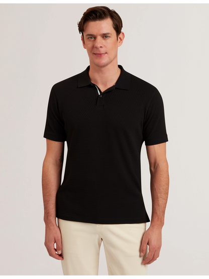 Ted Baker REDMAN - Textured Pure Cotton Knitted Polo Shirt