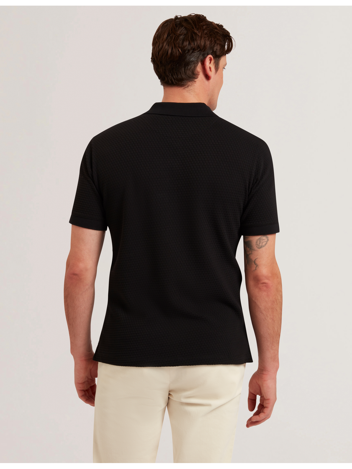 Ted Baker REDMAN - Textured Pure Cotton Knitted Polo Shirt