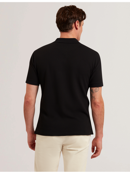 Ted Baker REDMAN - Textured Pure Cotton Knitted Polo Shirt