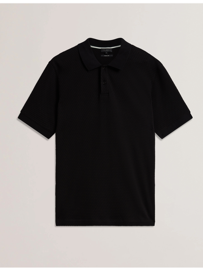 Ted Baker REDMAN - Textured Pure Cotton Knitted Polo Shirt