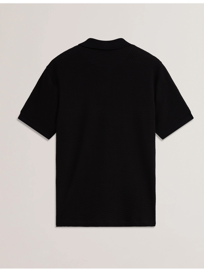 Ted Baker REDMAN - Textured Pure Cotton Knitted Polo Shirt