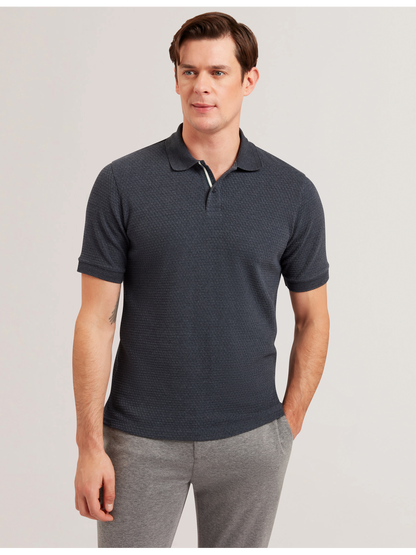 Ted Baker REDMAN - Textured Pure Cotton Knitted Polo Shirt