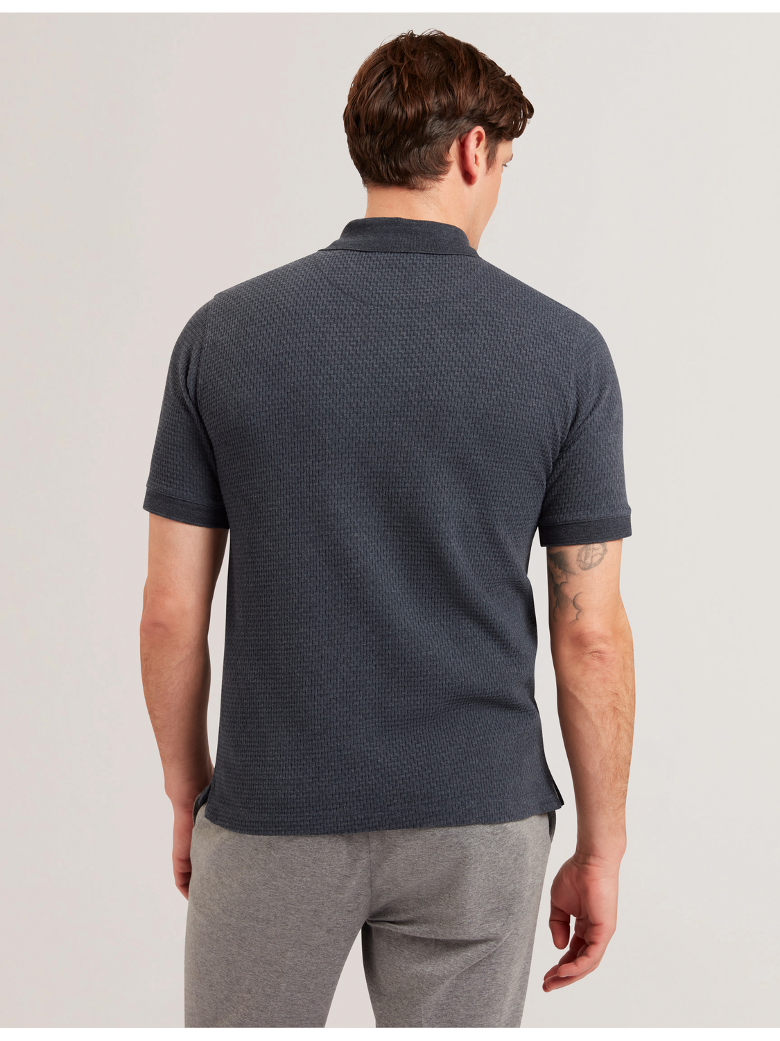 Ted Baker REDMAN - Textured Pure Cotton Knitted Polo Shirt