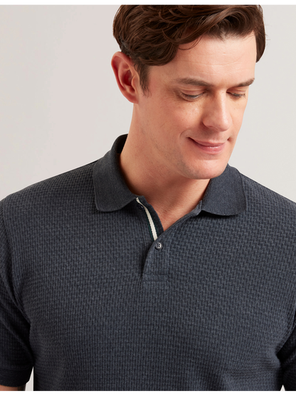 Ted Baker REDMAN - Textured Pure Cotton Knitted Polo Shirt