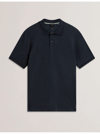 Ted Baker REDMAN - Textured Pure Cotton Knitted Polo Shirt