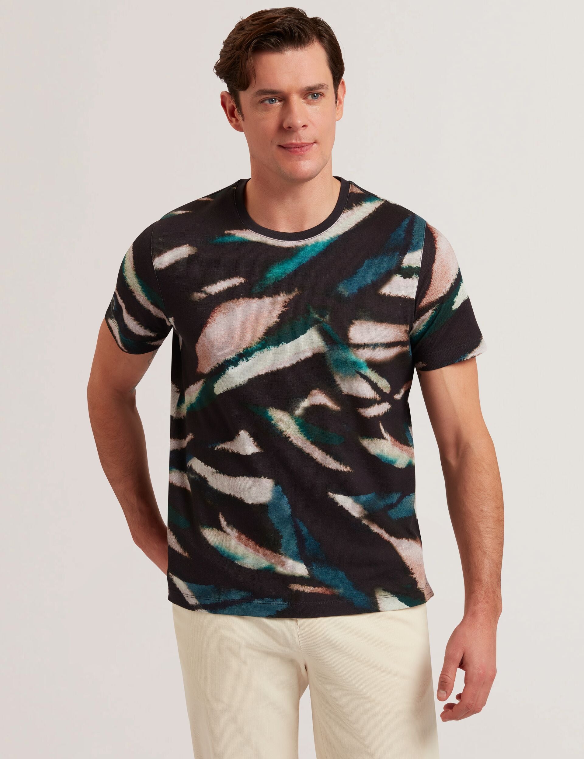 Ted Baker WILSDOR - Abstract Print Knitted Jersey T-Shirt