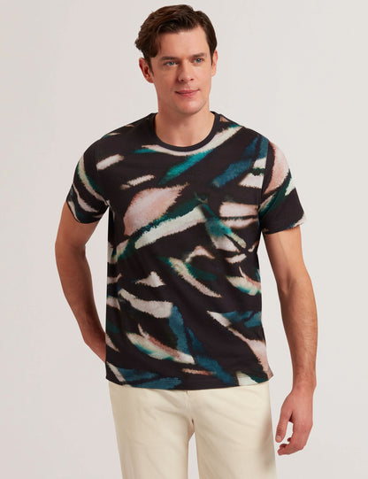 Ted Baker WILSDOR - Abstract Print Knitted Jersey T-Shirt