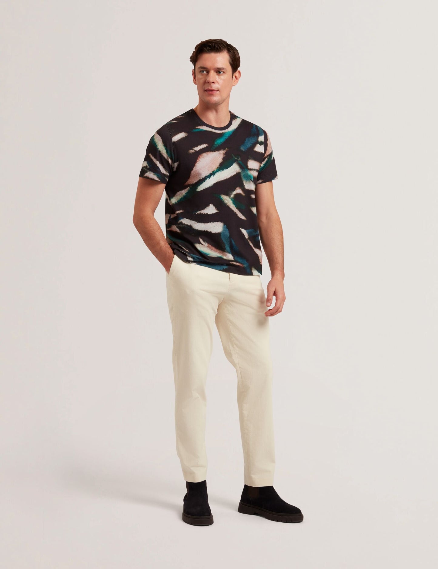 Ted Baker WILSDOR - Abstract Print Knitted Jersey T-Shirt