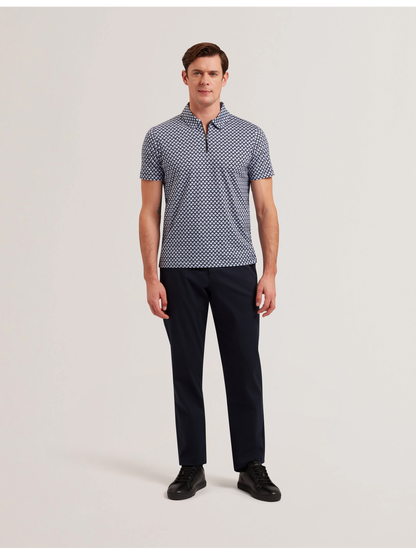 Ted Baker OUNSLO - Printed Zip Neck Cotton Polo Shirt