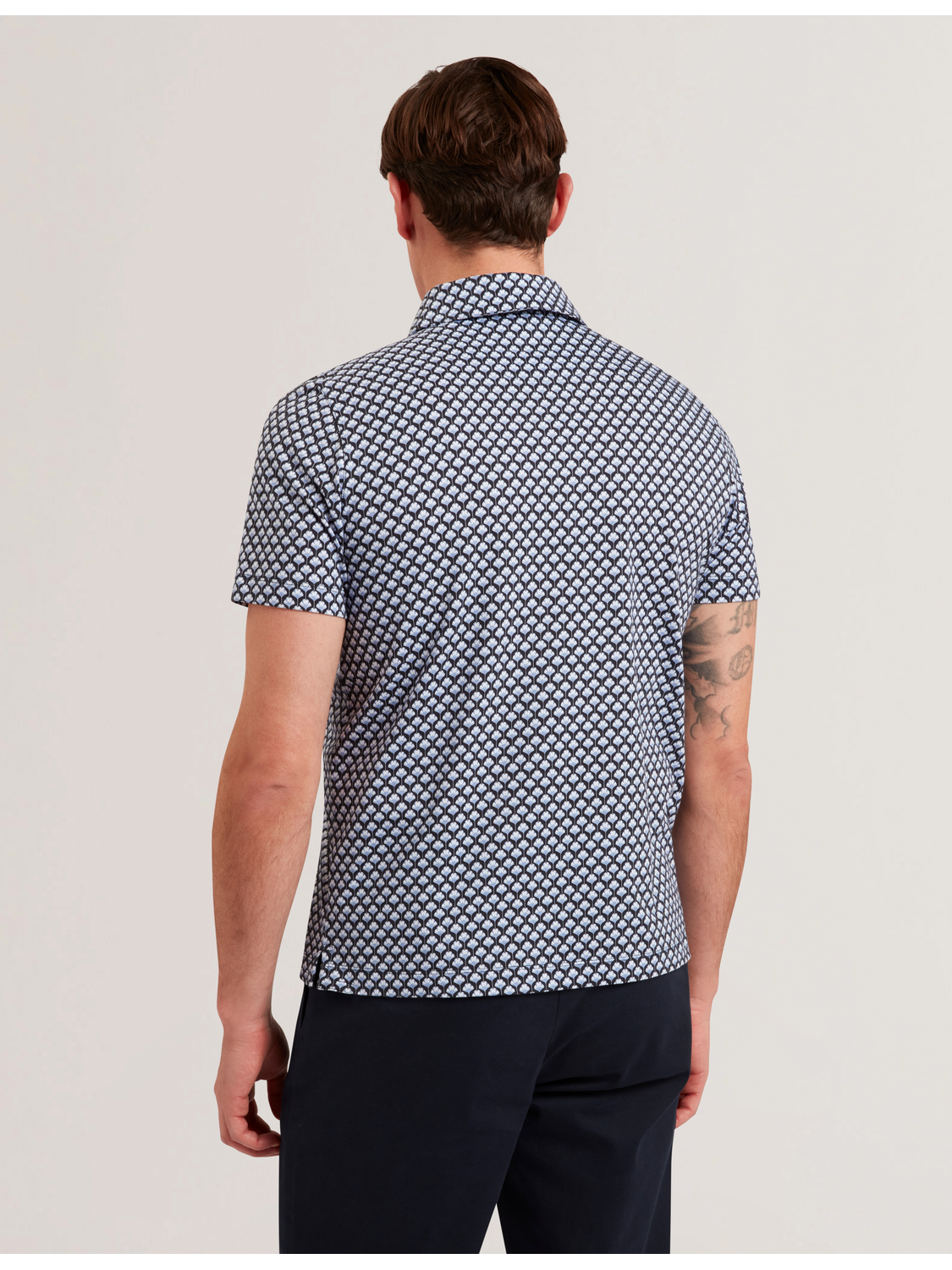 Ted Baker OUNSLO - Printed Zip Neck Cotton Polo Shirt