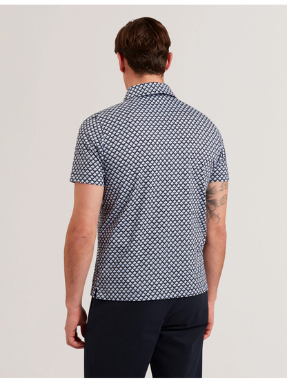 Ted Baker OUNSLO - Printed Zip Neck Cotton Polo Shirt