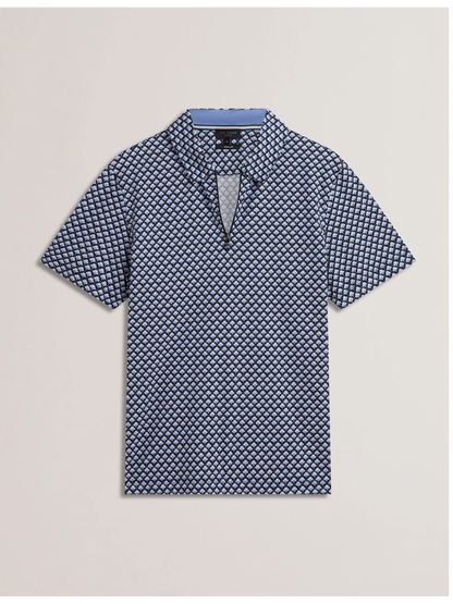 Ted Baker OUNSLO - Printed Zip Neck Cotton Polo Shirt