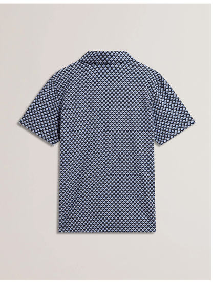 Ted Baker OUNSLO - Printed Zip Neck Cotton Polo Shirt