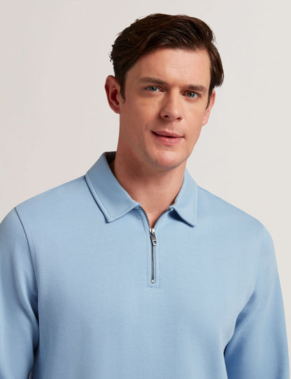 Ted Baker KALEND - Herringbone Zip Neck Long Sleeve Polo Shirt