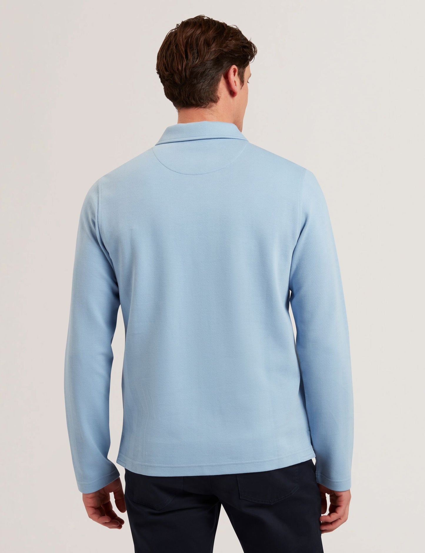 Ted Baker KALEND - Herringbone Zip Neck Long Sleeve Polo Shirt