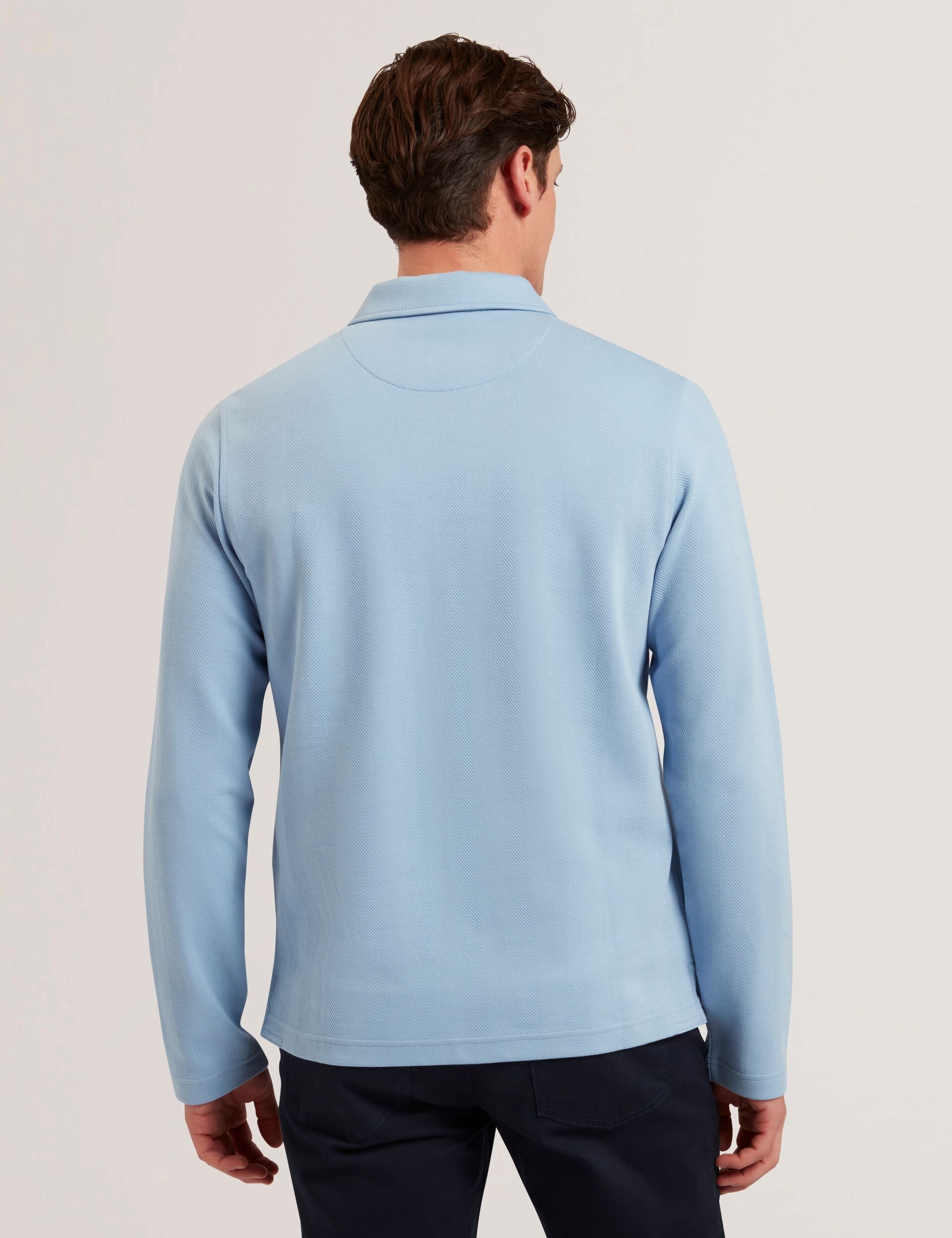 Ted Baker KALEND - Herringbone Zip Neck Long Sleeve Polo Shirt