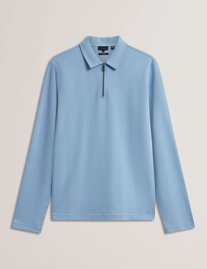 Ted Baker KALEND - Herringbone Zip Neck Long Sleeve Polo Shirt