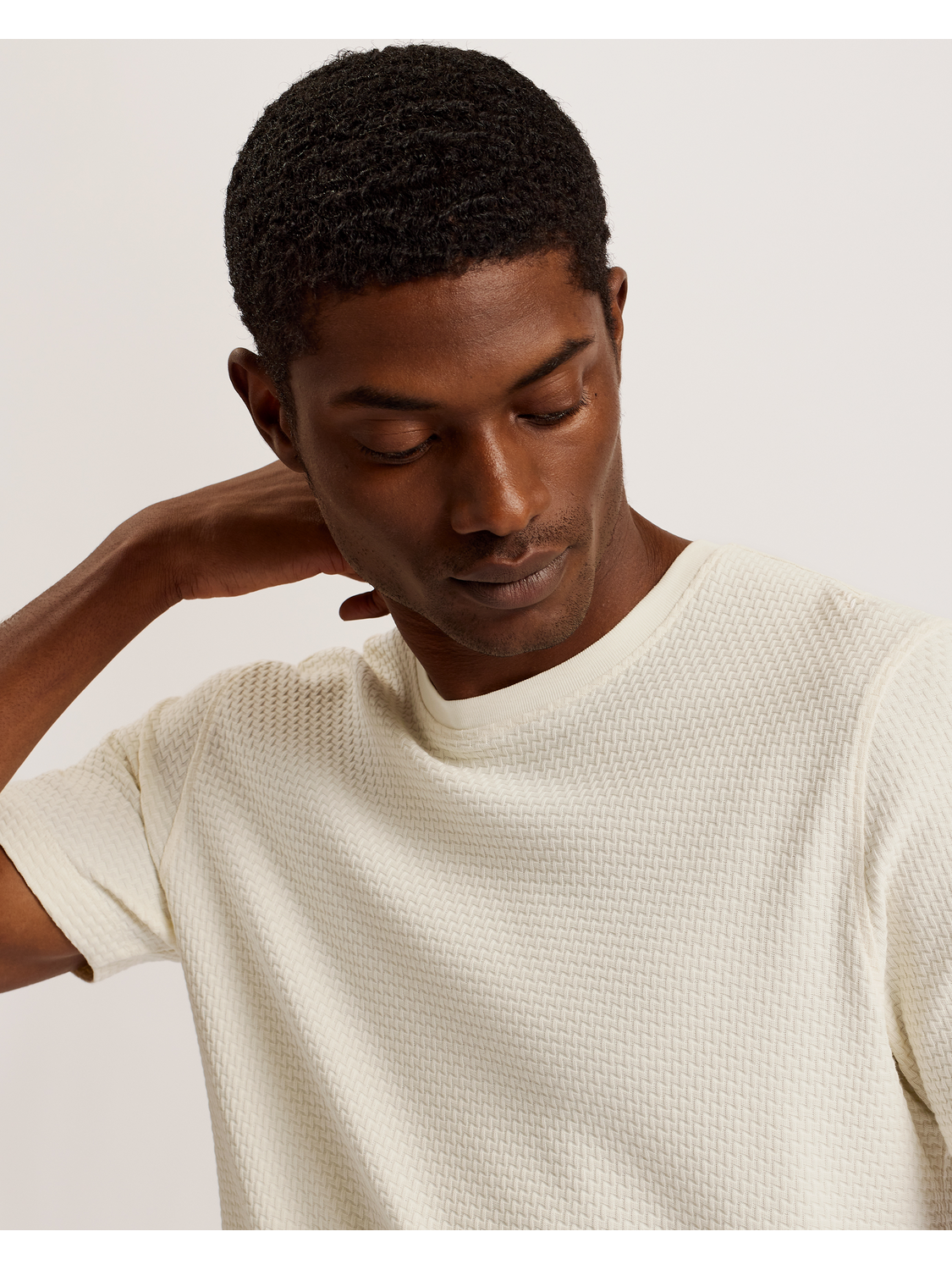 Ted Baker CURLYS Zig Zag Texture Knitted Cotton T-Shirt