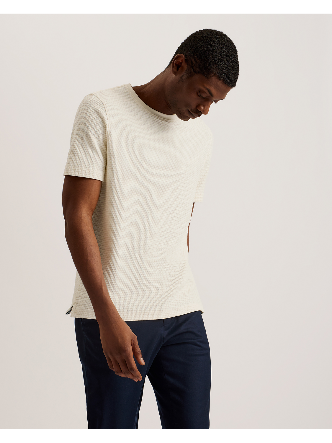 Ted Baker CURLYS Zig Zag Texture Knitted Cotton T-Shirt