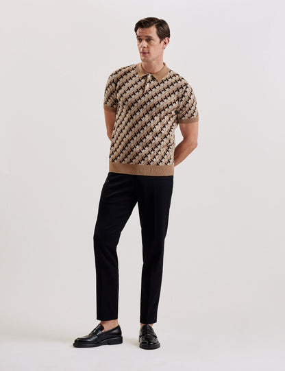 Ted Baker SEFERRY - Interlocking T Jacquard Knitted Polo Shirt