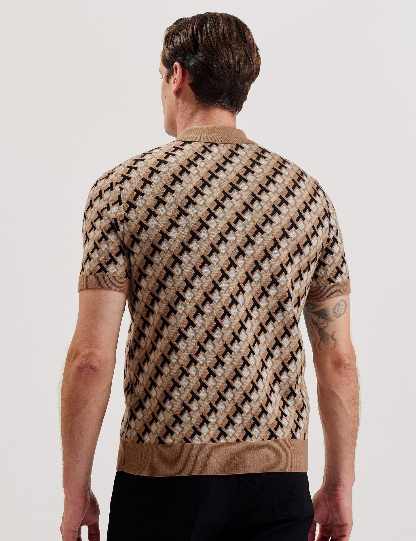 Ted Baker SEFERRY - Interlocking T Jacquard Knitted Polo Shirt