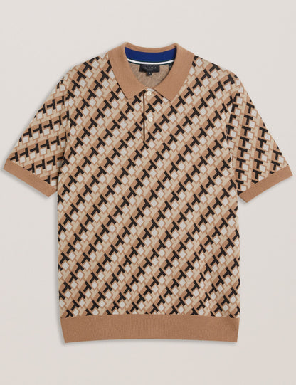Ted Baker SEFERRY - Interlocking T Jacquard Knitted Polo Shirt