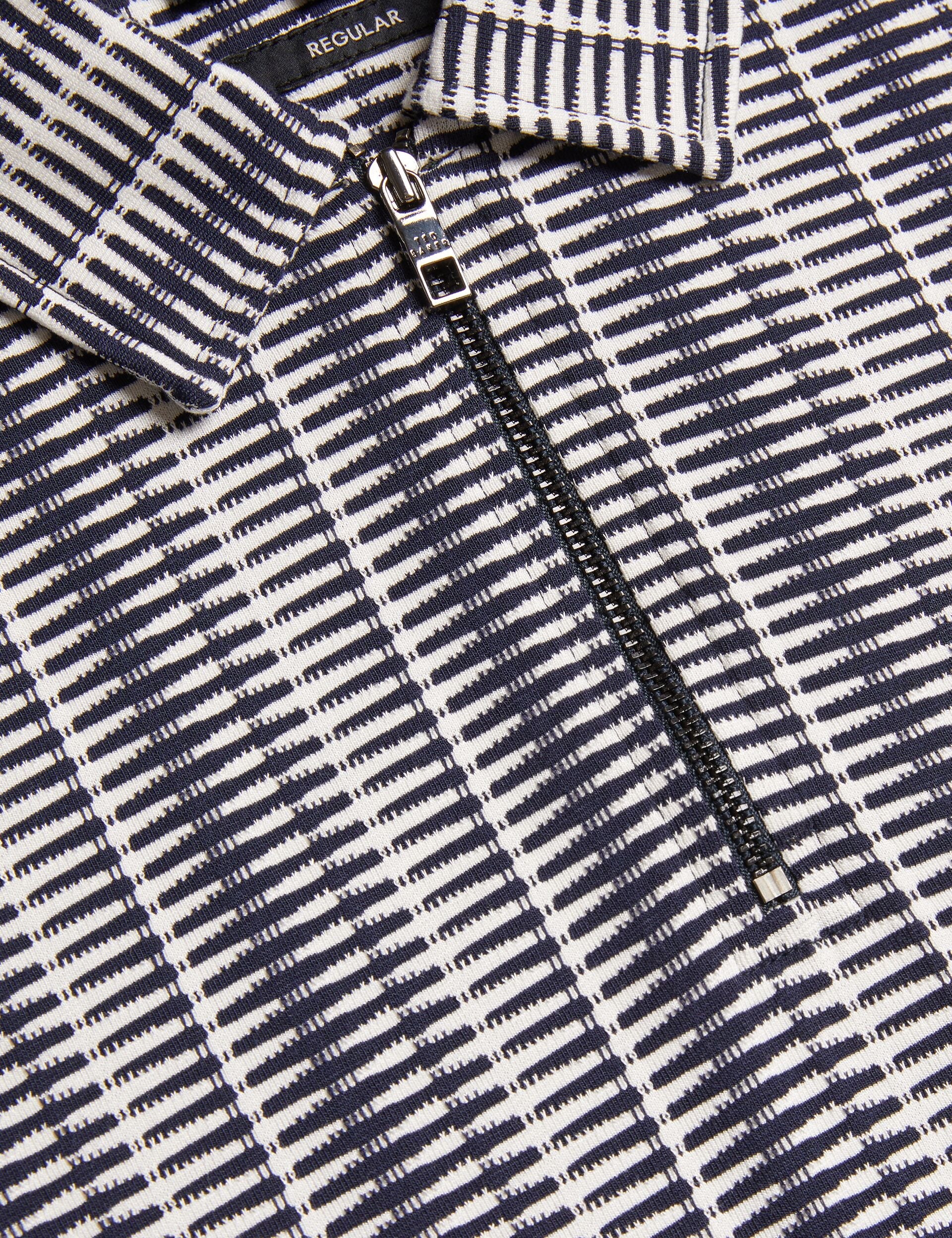 Ted Baker CAPUZZO - Long Sleeve Geo Stripe Zip Polo Shirt
